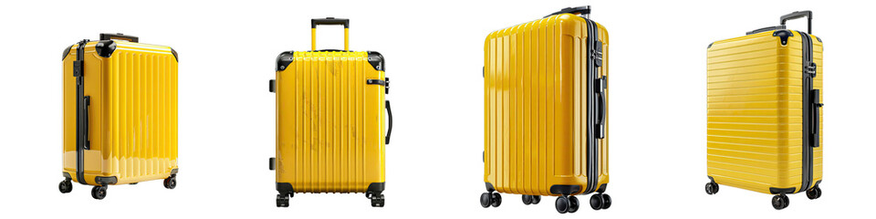 big yellow travel suitcase Hyperrealistic Highly Detailed Isolated On Transparent Background Png File