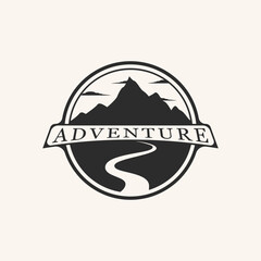 mountain vintage art design logo vector silhouette.