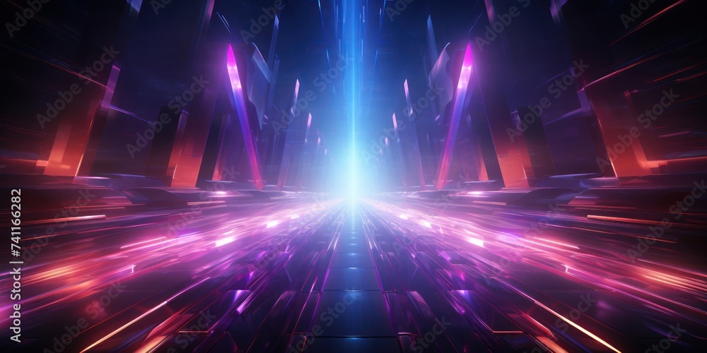 Poster abstract background with neon lights generative ai