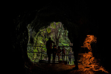 Nahuku - Thurston Lava Tube. Hawaiʻi Volcanoes National Park.  A lava tube, or pyroduct, is a natural conduit formed by flowing lava from a volcanic vent that moves beneath the hardened surface of 