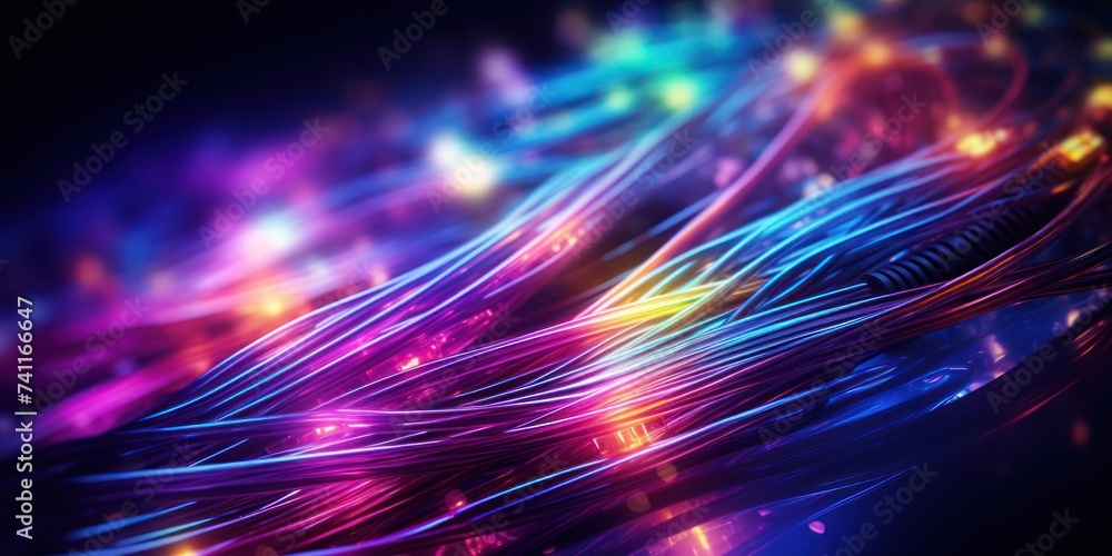 Poster vibrant abstract background with lines and lights generative ai