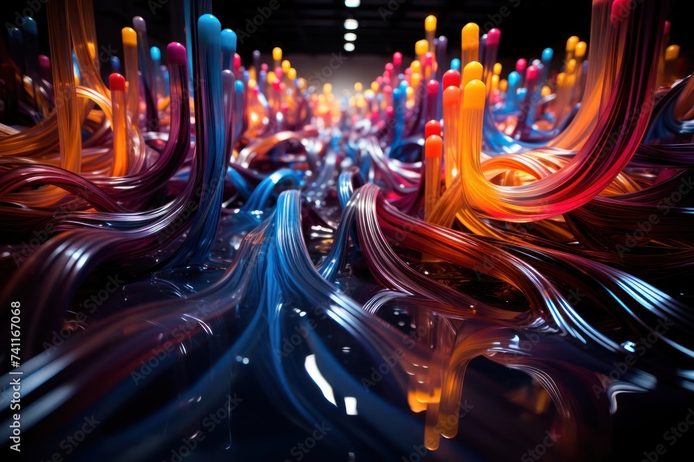 Poster Group of Multicolored Wire Generative AI