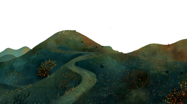 Mountain path isolated on transparent background