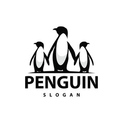 Obraz premium Abstract penguin logo product badge flat vector abstract template polar bird simple animal