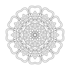 Outline Simple Mandala for Coloring Book Design