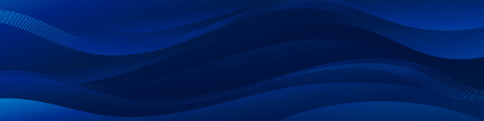 Abstract Dark blue banner color with a unique wavy design. It is ideal for creating eye catching headers, promotional banners, and graphic elements with a modern and dynamic look. - obrazy, fototapety, plakaty