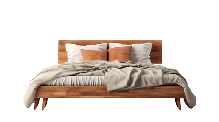 Classic Wood Bed on transparent background