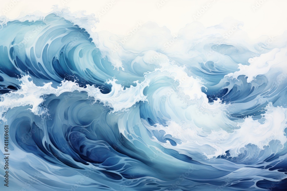 Aufkleber powerful wave crashing in the ocean generative ai