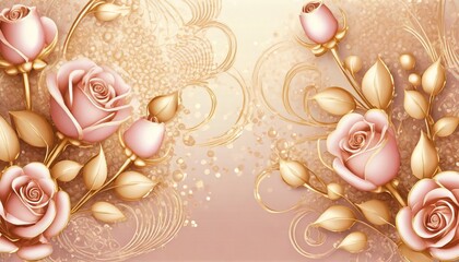 Pink and Gold rose flowers background