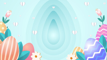 Colorful colourful vector elegant and luxury happy easter for background with egg and flower element