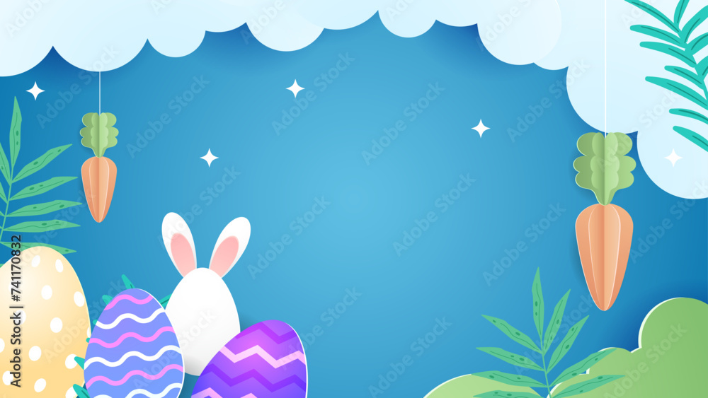 Wall mural colorful colourful vector gradient happy easter day background with decorative eggs