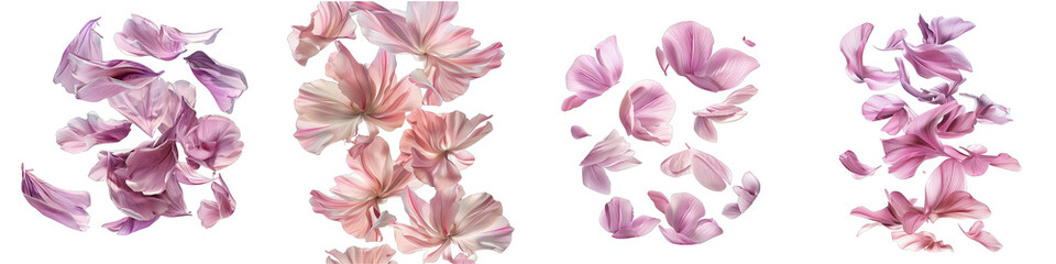 Dance of floating pink petals in the air Hyperrealistic Highly Detailed Isolated On Transparent Background Png File