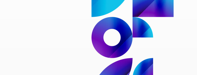 Circles and diverse shapes converge, fashioning contemporary backdrop igniting creativity. Design for digital designs, presentations, website banners, social media posts