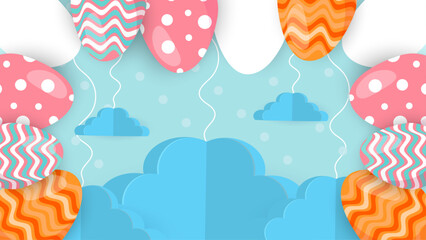 Colorful colourful vector gradient background for easter celebration with egg and flower