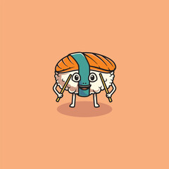 Cute happy sushi cartoon illustration