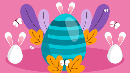 Colorful colourful vector background with easter eggs and flowers