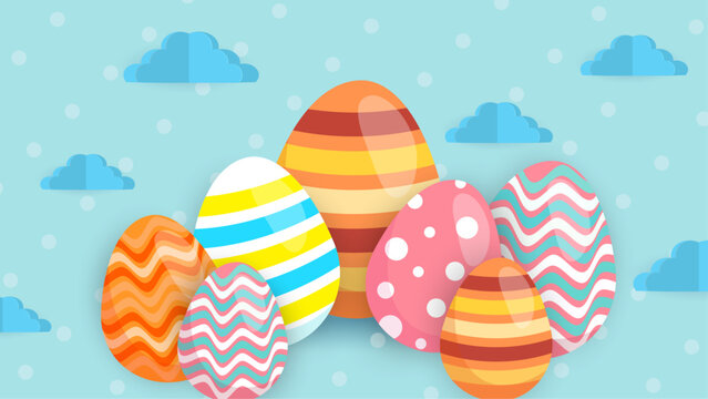 Colorful colourful vector elegant and luxury happy easter for background with egg and flower element