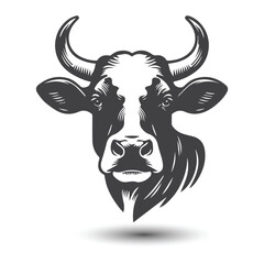 Cow and bull head icon. abstract cows head