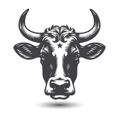 Cow and bull head icon. abstract cows head