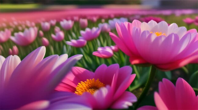 Beautiful Pink Flowers Blossom in Summer Garden