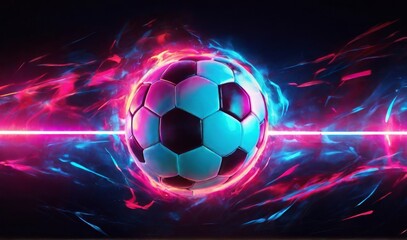 Panoramic neon soccer ball