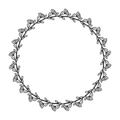 Flower Circle Frame Line art for decorative template or artwork