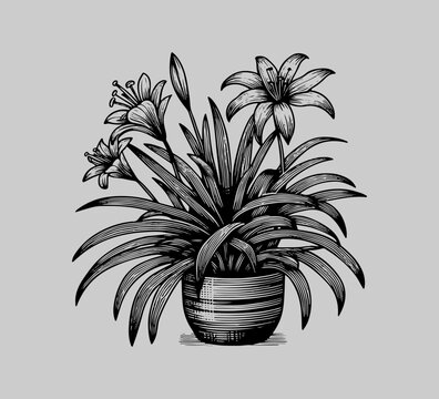 Spider Plant drawn vector illustration graphic assets