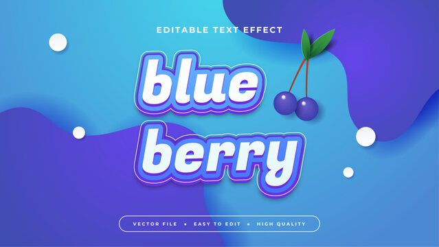 Blue purple violet and white blueberry 3d editable text effect - font style