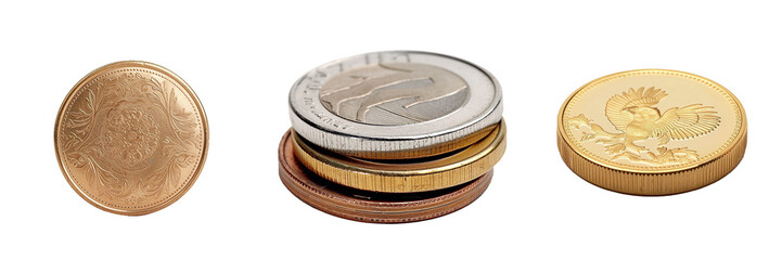 White background with a stack of euro coins, representing finance, business, wealth, and investment in the banking and economic market,White background with a stack of euro coins, representing finance