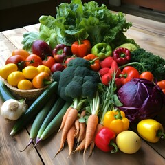 fresh vegetables on a wooden background