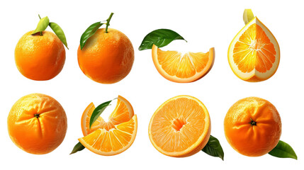 bunch of oranges isolated on transparent white background