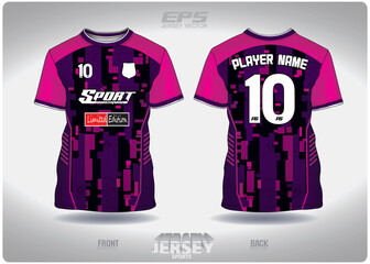EPS jersey sports shirt vector.pink purple digital pattern design, illustration, textile background for round neck sports t-shirt, football jersey shirt.eps