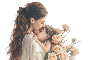 Happy Mother's Day isolated on transparent background, Generative ai.