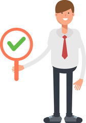 Businessman Character Showing Check Mark
