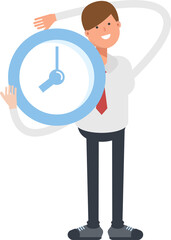 Businessman Character Holding Clock
