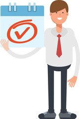 Businessman Character and Check Mark Sign

