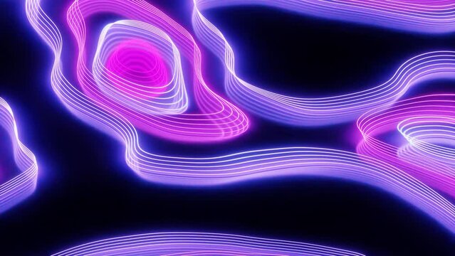 abstract futuristic holographic background with glowing colorful animated lines, 4k seamless loop