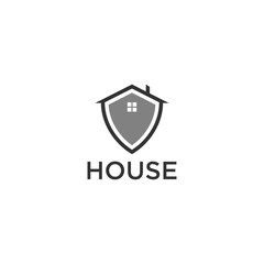 Window House Roof Chimney with Shield for Home Safe Insurance Protection Logo design inspiration