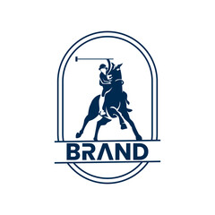 Fototapeta na wymiar riding horse logo with polo sport
