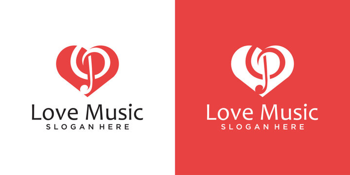 music love design template, Love Logo Design, Wave Music Logo, Dj Logo Design, Love Music vector logo design, music lover logo