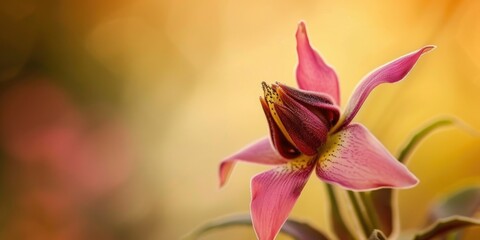 A single pink lily in full bloom, its delicate petals unfurling against a soft summer background