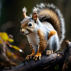 Obraz premium Gray Squirrel on Tree Branch