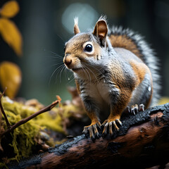 Obraz premium Gray Squirrel on Tree Branch