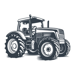 Tractor farm vehicle woodcut syle drawing vector