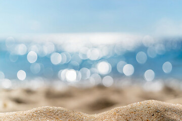 Sand and defocused bokeh and blur background of Sea, summer vacation, travel - 741181479