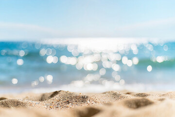 Sand and defocused bokeh and blur background of Sea, summer vacation, travel - 741181491