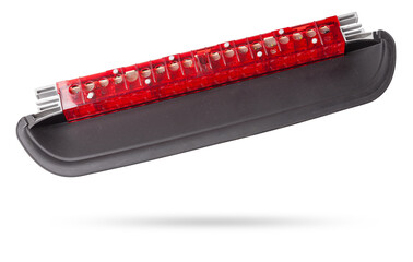 Close-up on an isolated led rear stop light taillamp of a car on white background. Spare parts for repair vehicles.
