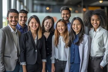 Obraz premium group of young businesspeople smile and laugh 