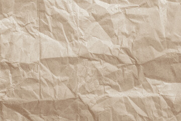 Old paper vintage texture surface for background. Recycle pale brown paper crumpled texture, Cream color recycled kraft paper texture blank with copy space for text.