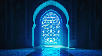 islamic mosque interior. Ramadan Kareem islamic background. - obrazy, fototapety, plakaty